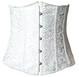 純白 アンダーバスト コルセット くびれ ダイエット ブライダル インナー 刺繍 入り 【Tショーツ/ガイド/メジャー付】 (S, 白 (ホワイト))