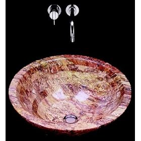 Bates and Bates ROMA-AS Roma Round Natural Stone Lavatory Sink, Amarillo Sienna
