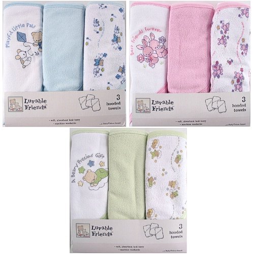 3-Pack Hooded Towels, Blue