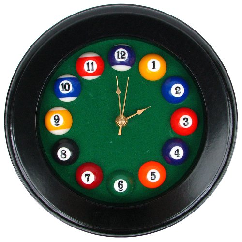 Trademark Circular Wood Billiards Quartz Wall Clock Trademark Circular Wood Billiards Quartz Wall Clock