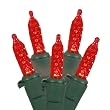 Set of 70 Red LED M5 Mini Christmas Lights - Green Wire
