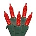 Set of 70 Red LED M5 Mini Christmas Lights - Green Wire