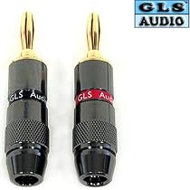 GLS Audio Black Chrome Series Gold Connector Banana Plugs - 20 Pack (10 Reds & 10 Blacks)