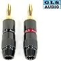 GLS Audio Black Chrome Series Gold Connector Banana Plugs - 20 Pack (10 Reds & 10 Blacks)