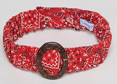 Schmoozies safe, secure and stylish red bandana collar with coconut slide buckle - aromatherapy
