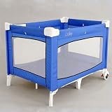 L.A. Baby Large Commercial Grade Play Yard w, Wheels in Light Blue