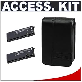 Casio Exilim EX-CASE-80 Leather Case (Black) + (2) Spare NP-50 Battery Packs for Casio... by Casio