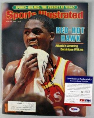 Hawks Daminique Wilkins Signed Sports Illustrated 1986 Psa/dna #m53922 - Autographed NBA Magazines