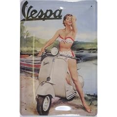 VESPA BIKINIGIRL NOSTALGIE BLECHSCHILD 20x30 cm gew�lbt mit Super 3D Effekt