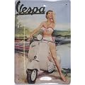 Blechschild Vespa - Frau mit Bikini