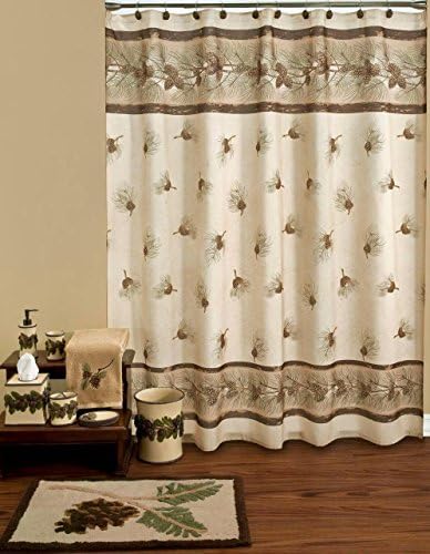 Pinehaven Bath Collection - Shower Curtain &amp; Hooks w/ Bath Accessories - Entire Collection