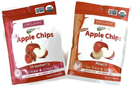 Bundle - Yogavive Organic Popped Apple Chips Strawberry &amp; Peach Non GMO