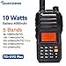 Quansheng TG-UV2PLUS High Power 10W 5 Bands (88-108MHz/136-174MHz/350-390MHz/400-470MHz/470-520MHz) Large Capacity 4000mAh TG-UV2 PLUS Two Way Radio Walkie Talkie