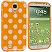Generic Polka Dots TPU Case for Samsung Galaxy S4 I9500 - Orange White Dot