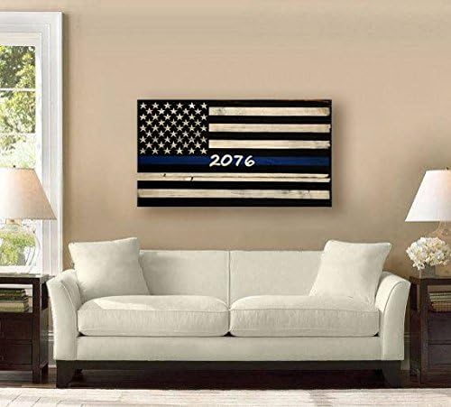Large Thin Blue Line Flag With Badge Number/Name