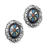 Inlay WildFlower Silver Clip Earrings