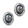 Inlay WildFlower Silver Clip Earrings