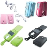 Creative Lab Vision: M Premium Leather Carrying Case with Swivel Belt Clip - Bundled with Home Travel AC Adapter Charger and 12v Rapid Car Charger - 5 Color Options