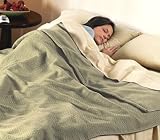 Sunbeam Full Camelot Dreams Herringbone Moss Green Electric Heated Warming Blanket
