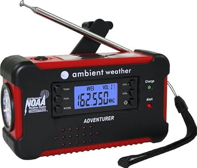 Ambient Weather Wr-111a Emergency Solar Hand Crank Amfmnoaa Digital Radio Flashlight Cell Phone Charger With Noaa Certified Weather Alert Cables by Ambient Weather