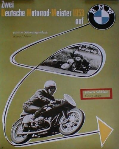 BMW Racing Motorcycle 1953 Vintage Bike Poster