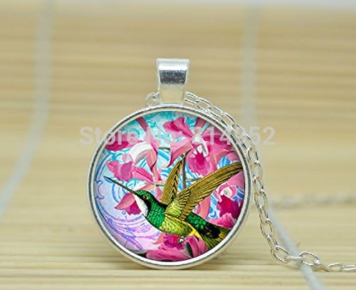 VintaStore Art Glass Necklace Hummingbird Necklace Vintage Hummingbird Pendant Hummingbird Jewelry A0974