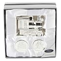Silver Plated New Baby or Christening Gift Set, Train Money Box and Tooth/Curl Pots for Baby Boy