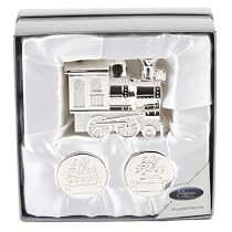 Silver Plated Gift Set, Train Money Box and Tooth/Curl Pots for Baby Boy (CG414)
