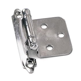 Laurey 28726 No Inset Facemount Self-Closing Hinge, Chrome 2-Pack