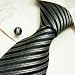 NEW Y&G Designer Hand Made Dark Black Brown Stripes 100% Jacquard Woven Pure Silk Mens Neck Tie and Cuff Links Set 1004
