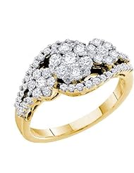 1.00CTW DIAMOND LADIES 3 FLOWER RING