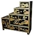Unique Asian Furniture & D&eacute;cor - 33" Fine Japanese Design Lacquer Step Tansu - Black