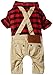 SMALLLEE_LUCKY_STORE Pet Clothes for Small Dog Cat Red Plaid Shirts Sweater with Khaki Overalls Pants Jumpsuit Outfits M