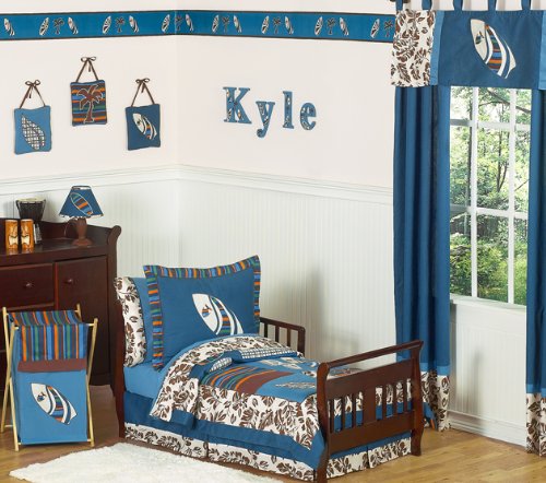 Tropical Hawaiian Toddler Bedding 5 pc Boys Surf Bedding Set