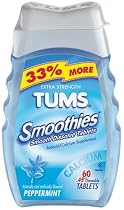 Tums Smooth Dissolve Extra Strength Antacid/Calcium Supplement Tablets, Peppermint, 60-Count Bottles (Pack of 4)