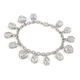 Vintage Sterling Silver Charm Bracelet With 13 Large Dangling Charms