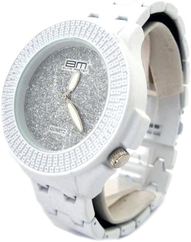 Bling MRSTER All White Rubber coated Metal Strap HipHop Bling Watch