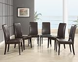 Modern Furniture Set of Six Brown Leather Match and Dark Wenge Wood Dining  ....