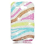 Talon Full Diamond Bling Phone Shell for HTC A810E Status/ChaCha - Rainbow Zebra - AT&T