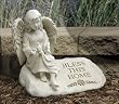 "Bless This Home" Heavenly Angel on Stone Garden Figure 9"