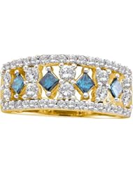 1.25CTW ROUND AND PRINCESS BLUE DIAMOND FASHION BAND