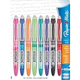 Paper Mate Liquid Flair Medium Tip Felt Porous Pens, 8 Colored Pens(28503)