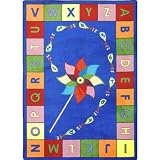 Educational Alphabet Pinwheel Multi Kids Rug Size