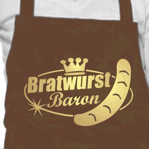 BRATWURST BARON - Grillschürze, Latzschürze mit verstellbarem Nackenband und Seitentasche