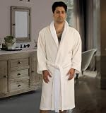 Sophesticated Biface Mens Bathrobe & Slippers Set in Pristine White