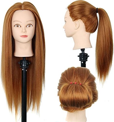 24"Mannequin Head Hair Yaki Synthetic Maniqui Hairdressing Doll Heads Cosmetology Mannequin Heads Women Hairdresser Manikin Sale
