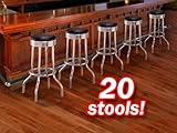 20 Chrome Black Heavy Duty Restaurant Strong Swivel Barstools 24"