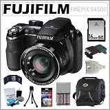 FujiFilm Finepix S4500 14MP Digital Camera with 30x Optical Zoom and 3-inch LCD + 16GB SDHC + 4 AA Rechargeable Batteries and Charger + Memory Card Reader + Camera Case + Accessory Kit