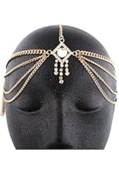 Goldtone Metal Head Chain with a Centered and Dangling Stones
