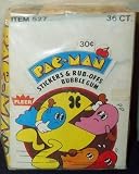 Pac-Man Trading Cards Stickers & Rub Offs Box -36 Count